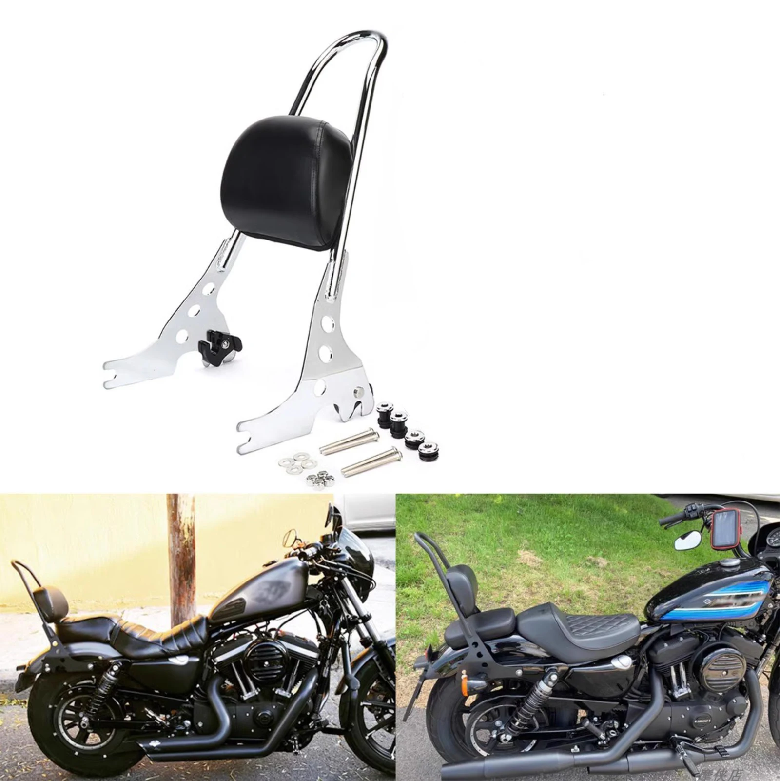 

For Harley Sportster XL 883 1200 Detachable Chrome Rear Passenger Sissy Bar Backrest