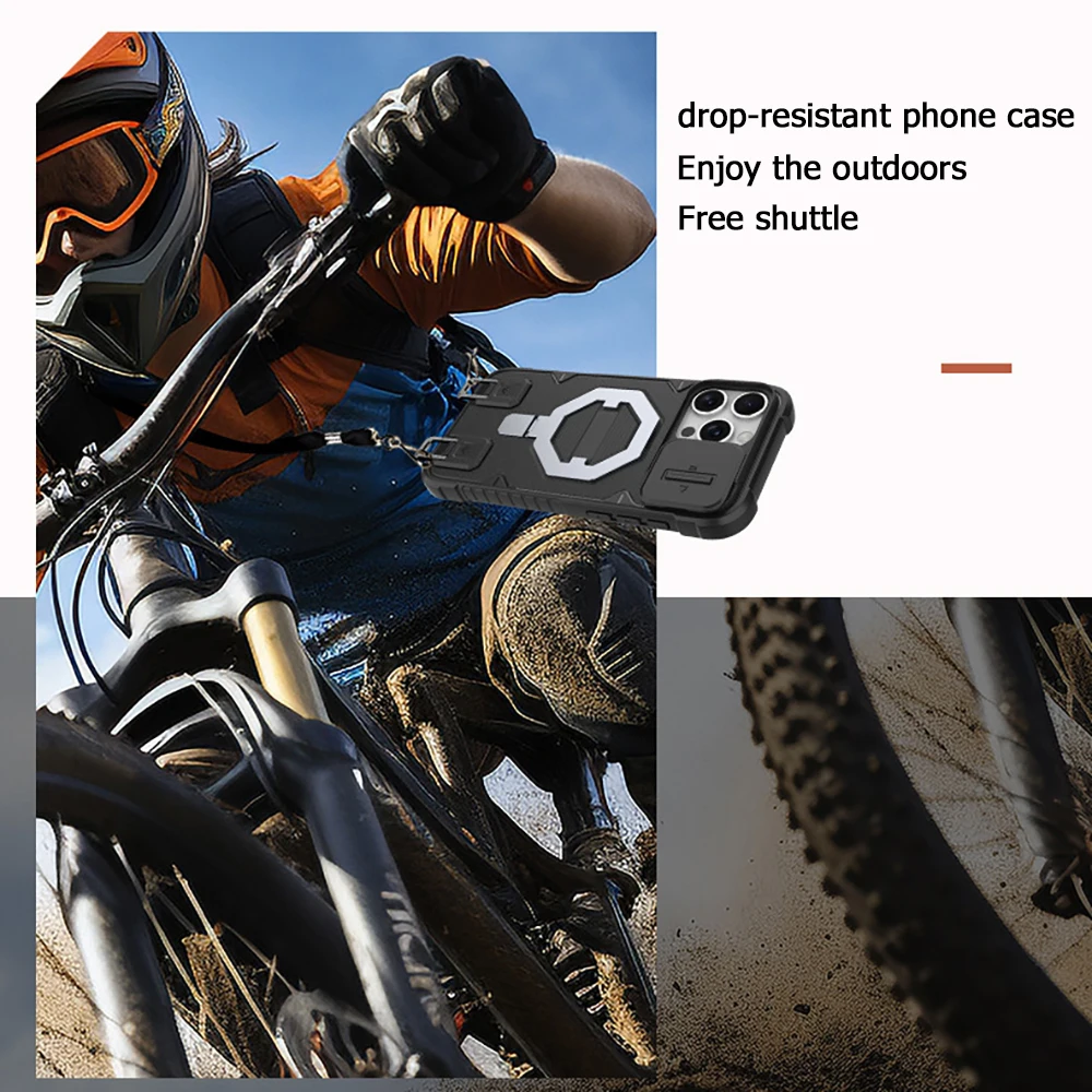 Ring Kickstand Magnetic Phone Case For Apple iPhone 17 Air 16 15 14 13 Pro Max Detachable Wrist Lanyard Strap Shockproof Cases view 6
