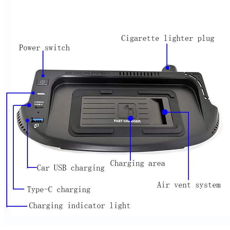 For Ford Mustang 2015-2021 Car wireless charger fast charger phone charger charging pad panel charging holder accessories