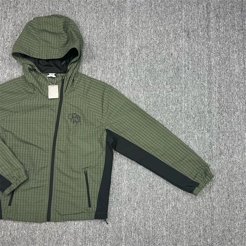 

Mertra Casual Zipper Jackets Men Women High Quality Green Grid Jackets Coats