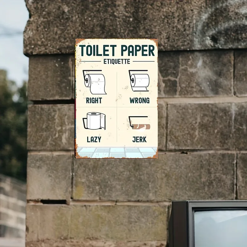 15cm X 20cm (5.85in X 7.8in) 2D Flat, Toilet Paper Etiquette Decoration, Home Decoration Products, Indoor Living Room Wall Sig