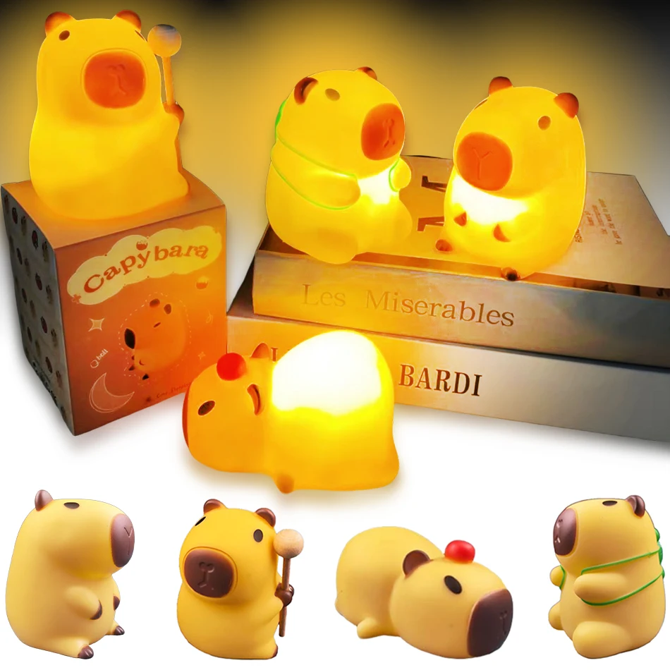 ضوء ليلي كارتوني كابيبارا متعدد المبيعات يقدم لك جوًا نومًا مريحًا، مصباح ليلي جيد لديكور غرفة الأطفال