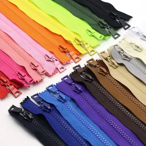 5 #   Jaqueta de resina com zíper duplo, comprimento deslizante aberto, sobretudo, acessórios de roupas com zíper, 80cm/100cm/120cm/150cm