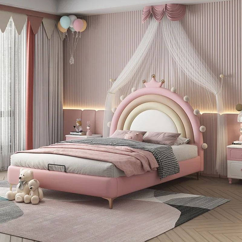 Princess Luxury Modern Double Bed Kids Loft Girls Queen Single Children Beds Space Saving Lit De Chambre A Coucher Furniture