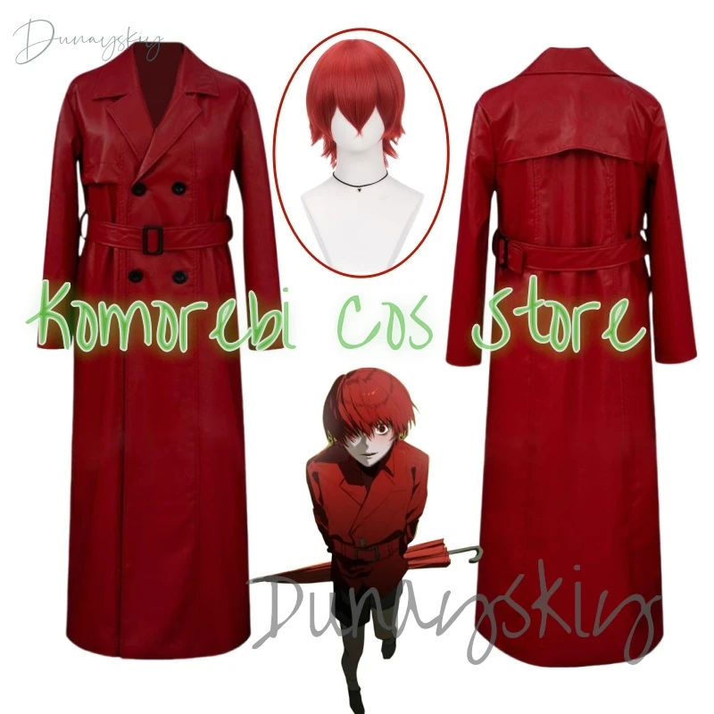 Homicipher Mr Scarletella Cosplay Costume Wig Red Coat Uniform The Enigmatic Antagonist Role Play For Halloween Customized