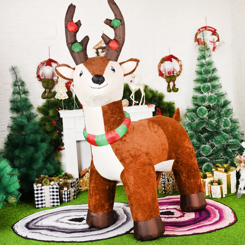 5.9ft Inflatable Elk Christmas Decoration for Home LED Reindeer Inflatable Plush Toys Xmas Party Ornament New Year Gift for Kids