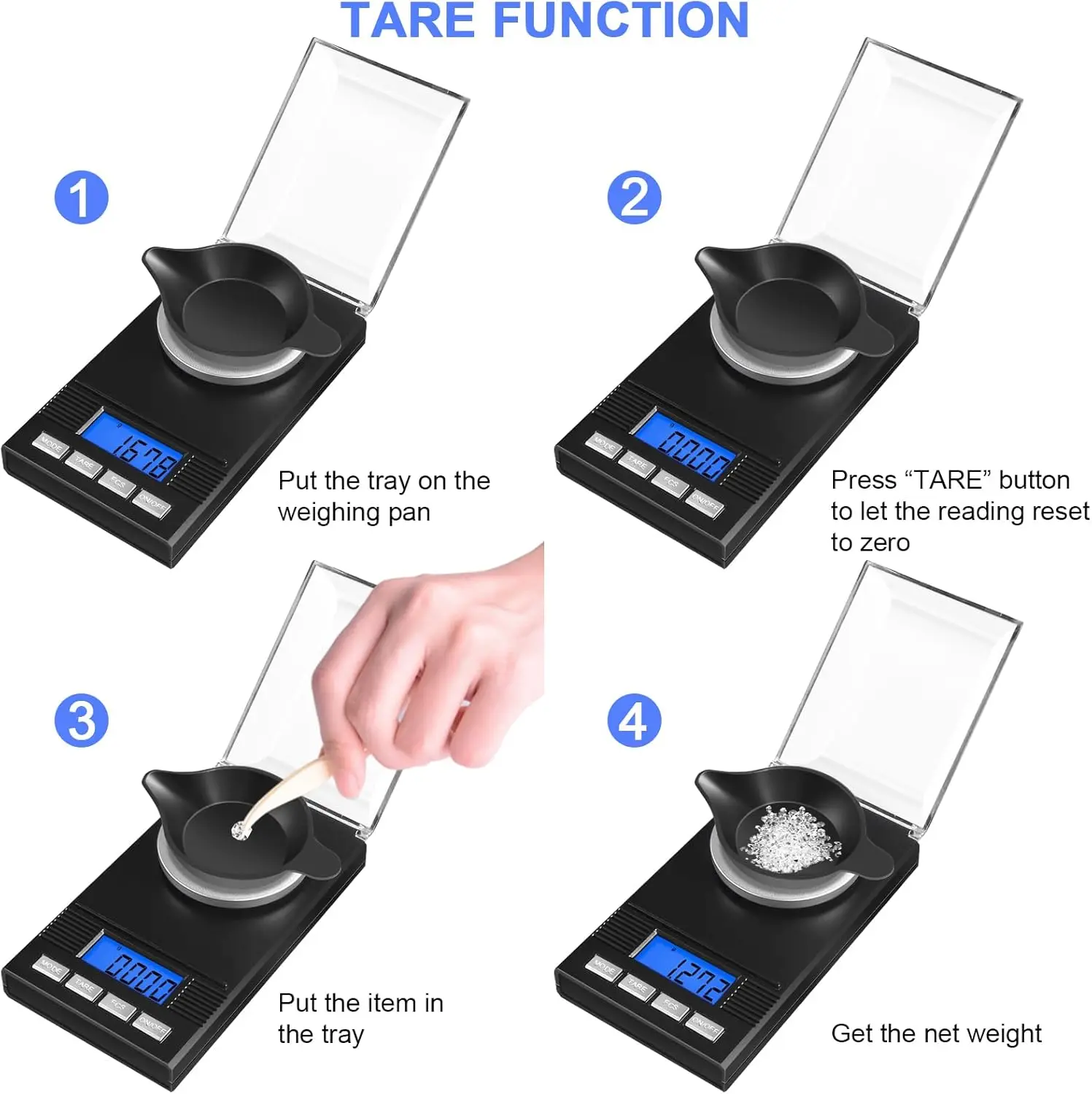 Digital Jewelry Scale with LED Digital Display Mini Portable High Precision Milligrams 0.001 Grams Pocket Jewelry Scale