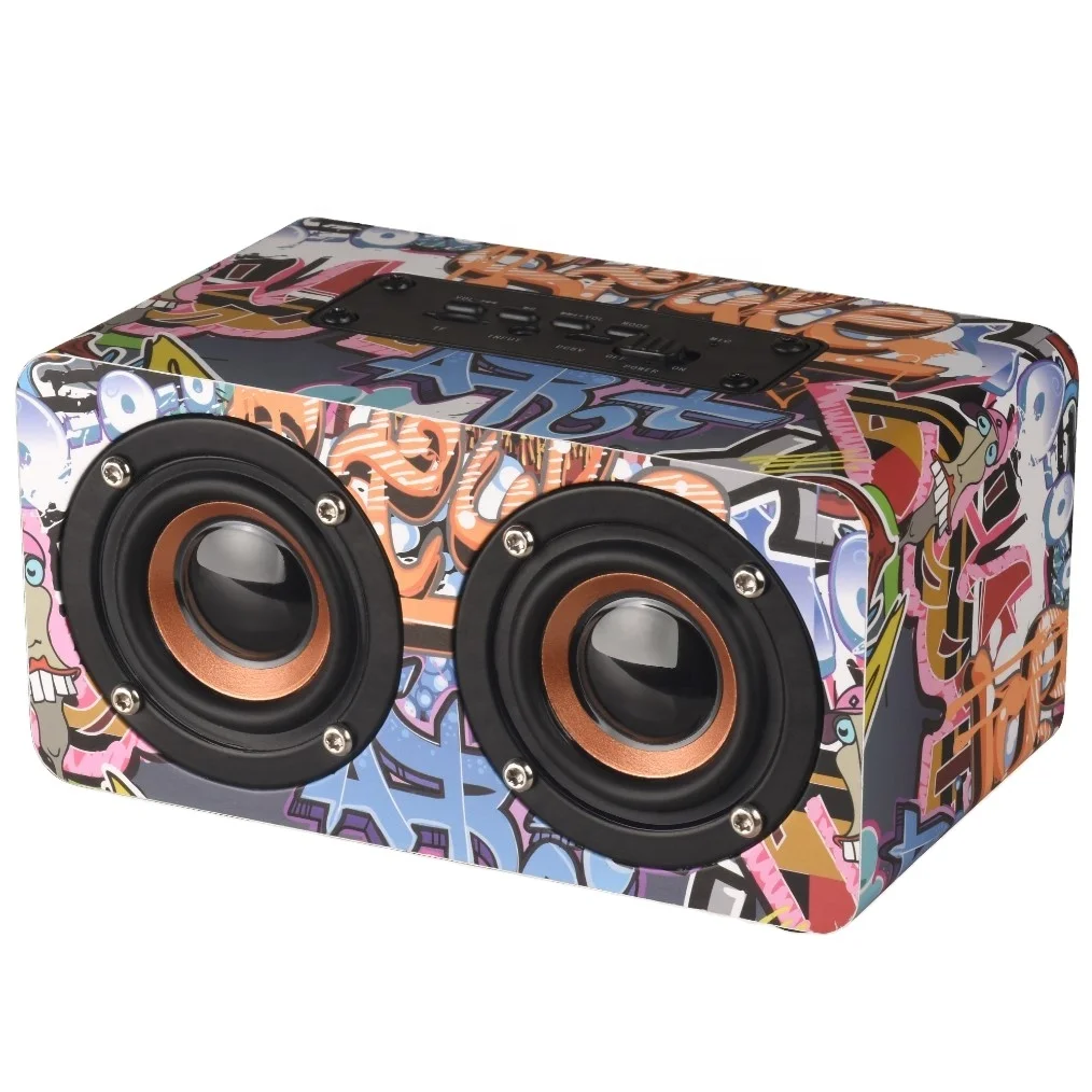 High Sound Quality Portable 6 Inches MDF Wooden Box Wireless Bluetooths Speaker With 1500mAh Certified Rechargeable Battery