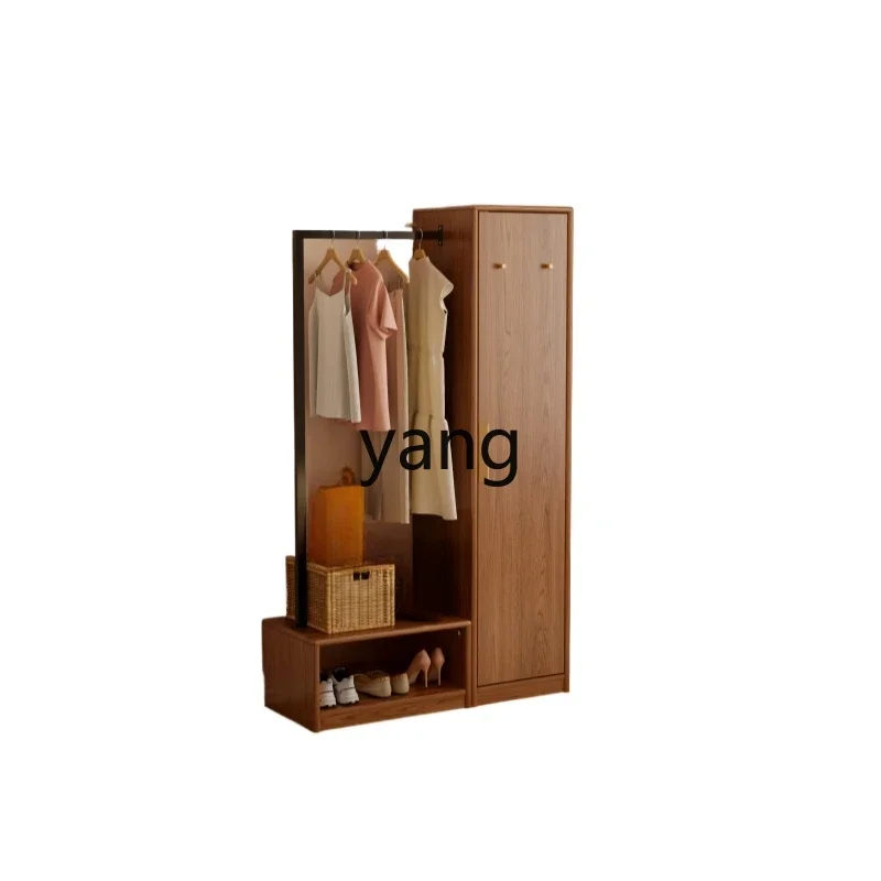 Lmm solid wood wardrobe small apartment bedroom household rubber wood wardrobe hanging storage floor cabinet