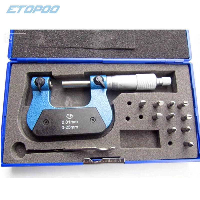 200-225mm 225-250mm 250-275mm 275-300mmScrew Thread Micrometer Industrial Quality With Anvils Outside Micrometer 0.01mm rotary