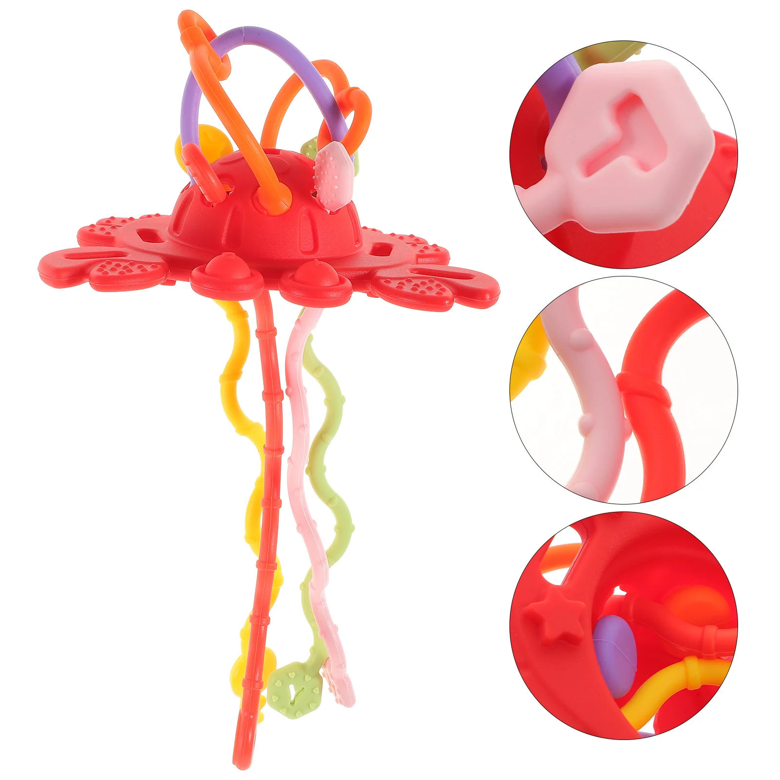 Silicone puxar corda sensorial mordedor cores brilhantes flexível bordas macias texturizadas cabos portátil viagem do bebê educacional infantil