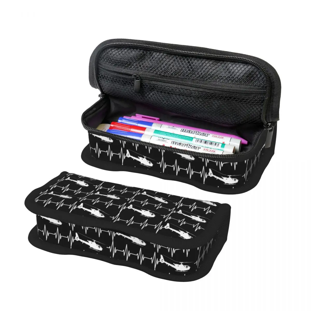 

Helicopter Heartbeat W Pencil Case for Students Gifts Pen Box Pencil Bag Stationery Supplies Pen Holder Bag