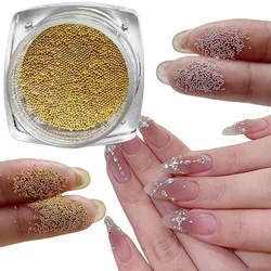 0.4mm-1.5mm 3D Steel Tiny Nail Art Decoration Gold Silver Steel Ball Nail Art Caviar Beads Nails Beads DIY Jewelry Accessories