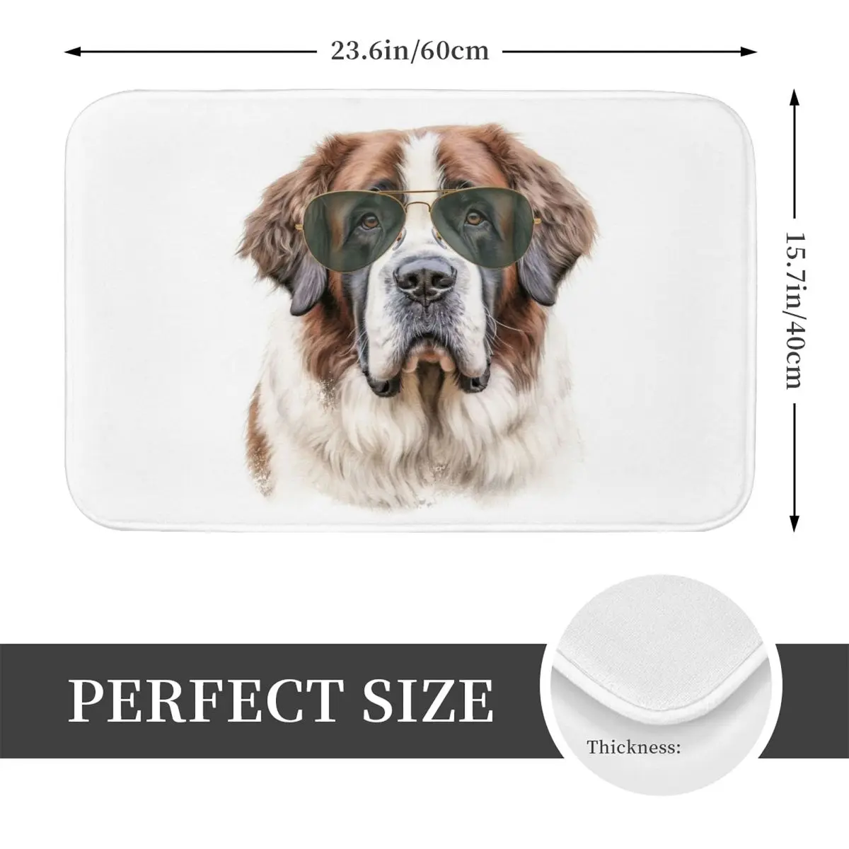 Saint Bernard Wearing Sunglasses Doormat Anti-skid Bathroom Floor Mats Home Entrance Rugs Kitchen Living Room Carpet Footpad