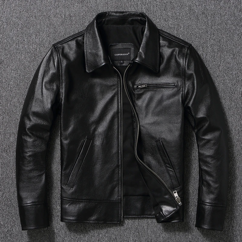 

New Fashion Swallowtail Style Genuine Leather Jacket Men Slim Mens Jacket Boy Real Cowhide Coat Cow Clothing Spring Autumn