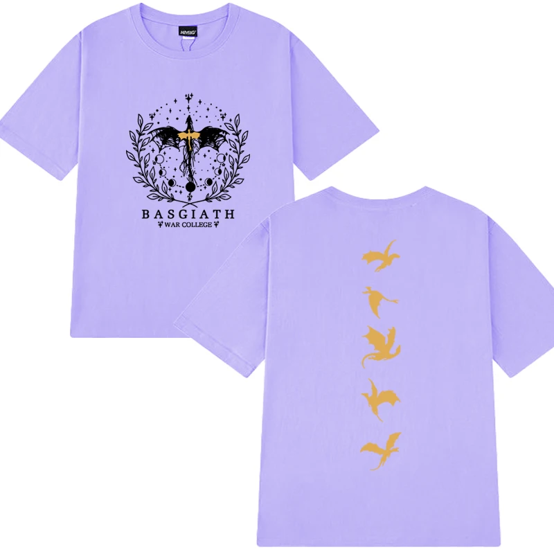 Basgiath War College Fourth Wing Double Sided print short sleeve T-shirts 2026 Unisex Oversized Tops Men Women Cotton T shirt
