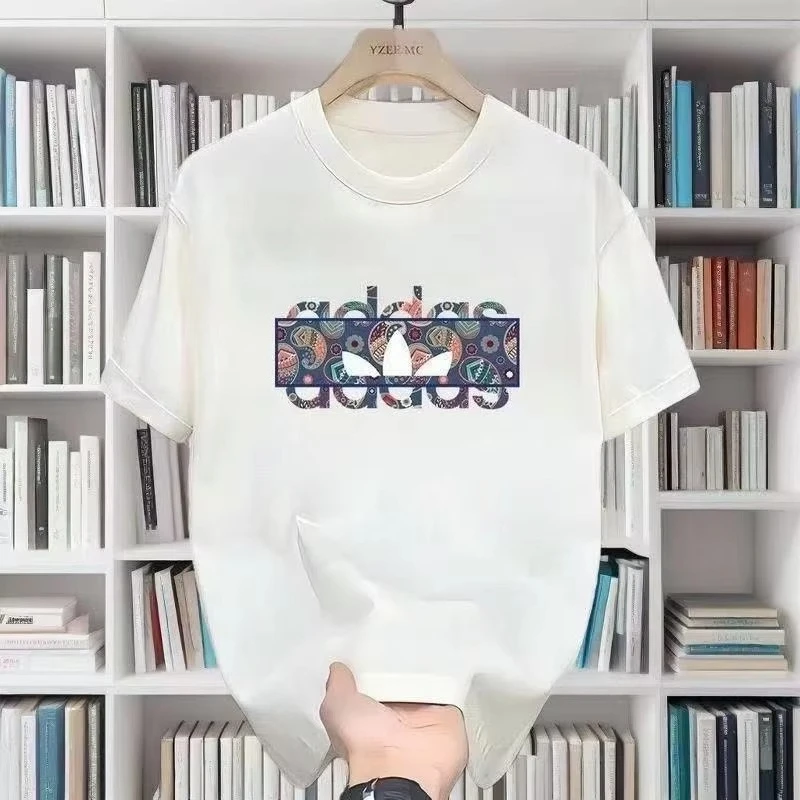 

2025 Summer Thick Cotton Round Neck Short-sleeved T-shirt Men's and Women's American Fashion Trend Loose Street Casual T-shirt
