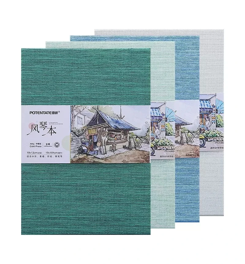 potentate A5 watercolor paper 100% Cotton 300gsm Artist watercolor drawing paper marker pen book Foldable watercolor organ book