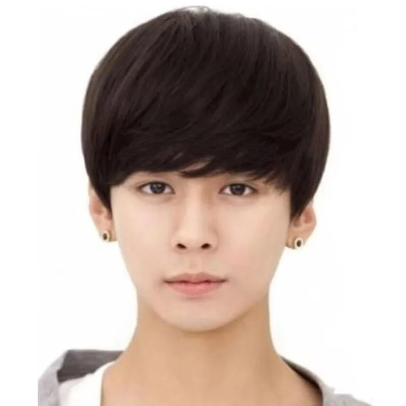 باروكة شعر صناعية سوداء على الطراز الأوروبي والأمريكي للرجال في منتصف العمر وكبار السن، شعر مستعار كامل