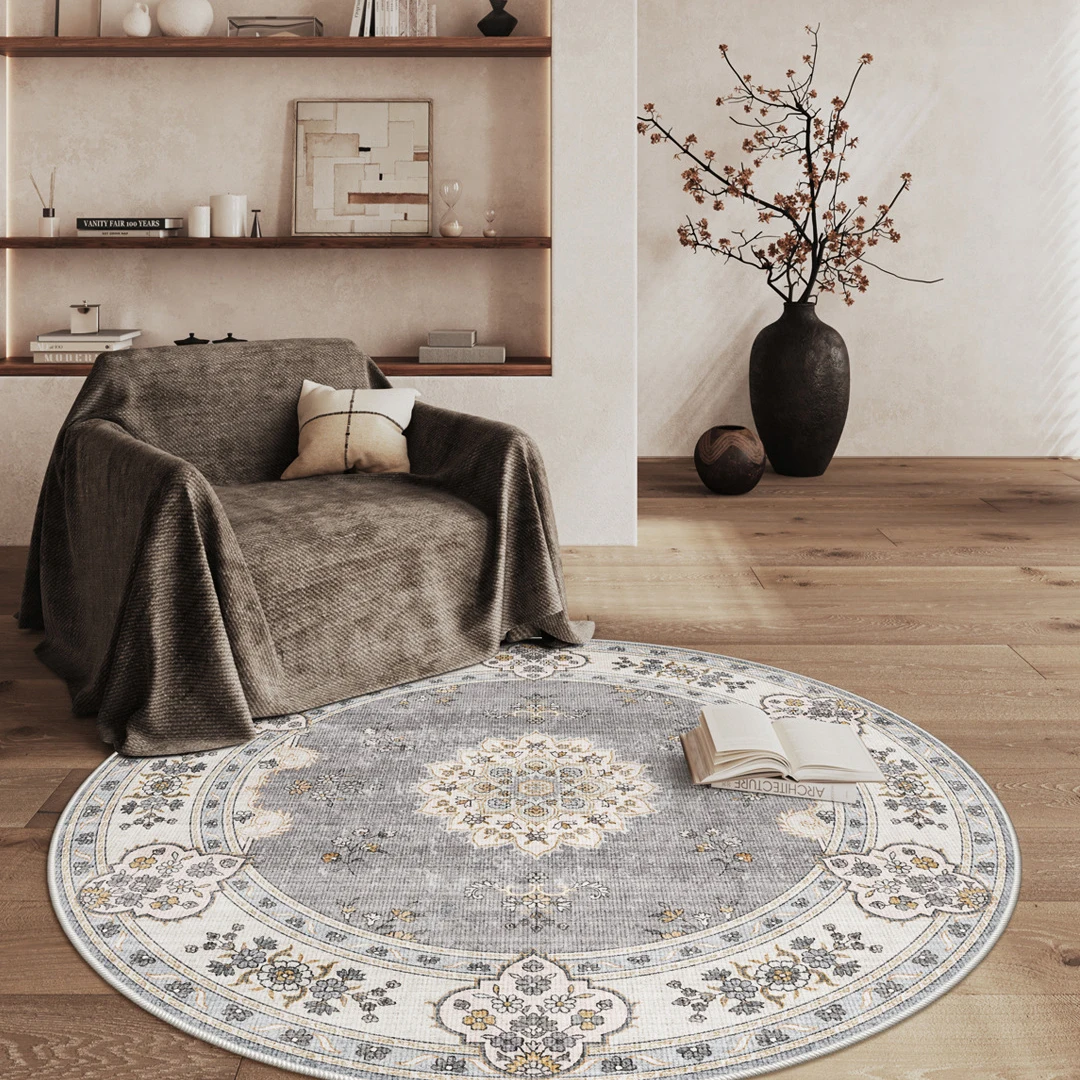 

Круглый ковер для гостиной в американском стиле, декор для гардероба, диван, журнальный столик, стул, напольный коврик, винтажные круглые коврики в европейском стиле