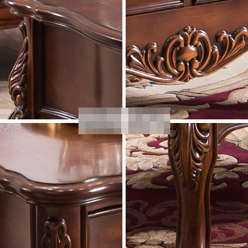 Furniture American Solid Wood Tea Table Living Room Simple Storage Rectangular Tea Table Retro European Coffee Table