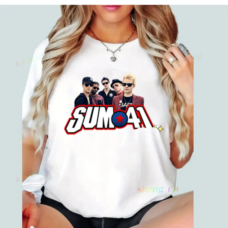 Rock Band Playera Sum 41  Men's T Shirts SUM41 Popular Punk Graphic Short Sleeve O Neck T-Shirt Casual Loose Clothes