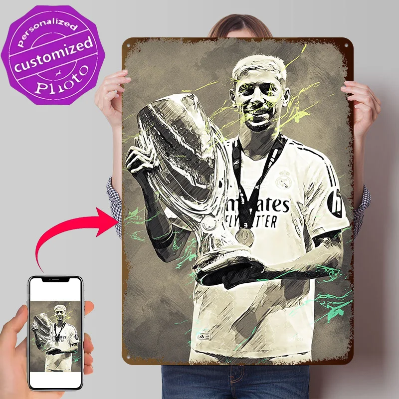 Federico Valverde Personalized 3D Textured Metal Poster Wall Art Tinplate Sign for Gaming Room Decoration Items Wand Deko House