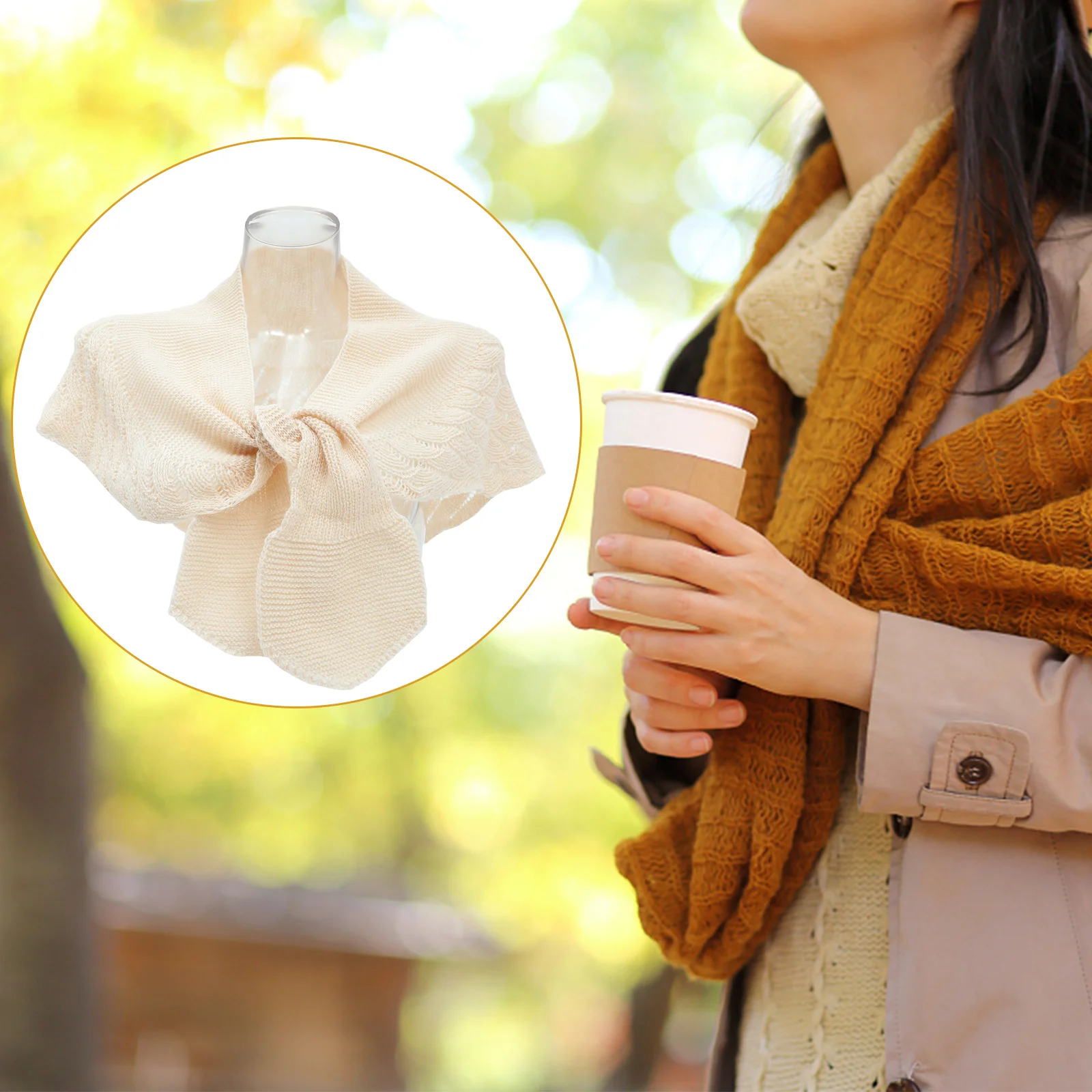 

1pc Unique Hand-Knit Scarf Creative Fish Pattern Durable Soft Cotton Cashmere Lightweight Shawl Wrap For Women Dress