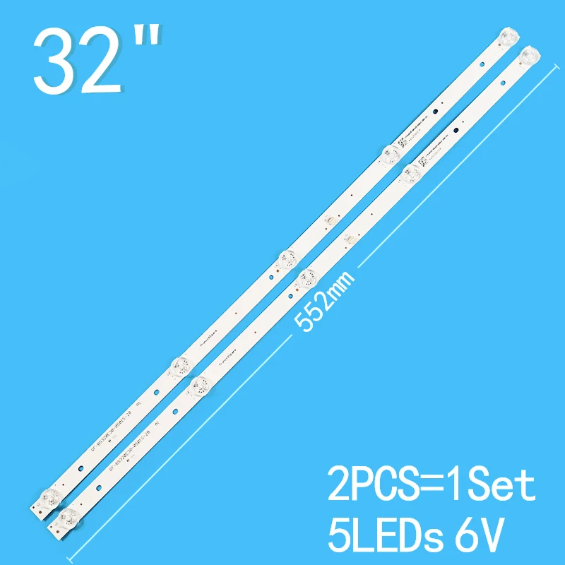 New 2PCS/lot 552mm 5LEDs 6V For 32\