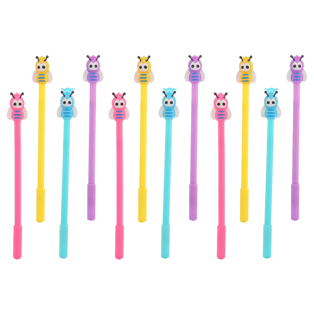 

12 Pcs Bee-shaped Neutral Pen Writing Supplies School Note Taking Sign Pens Cute Accessories