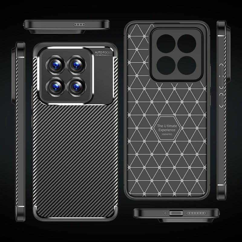 For Xiaomi 14 Pro Case Shell Armor Bumper Capa Para Silicone Rubber Shockproof Soft Back Case For Xiaomi 14 Pro Cover For 14 Pro