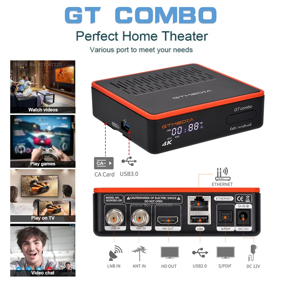 GTMEDIA GT COMBO Amlogic S905X3Android 9.0 TV Box DVB-S2 DVB-T2 DVB-C 2G 16G 2.4G 5G WiFi BT4 4K android dvb s2 t2 pk GTC GTS