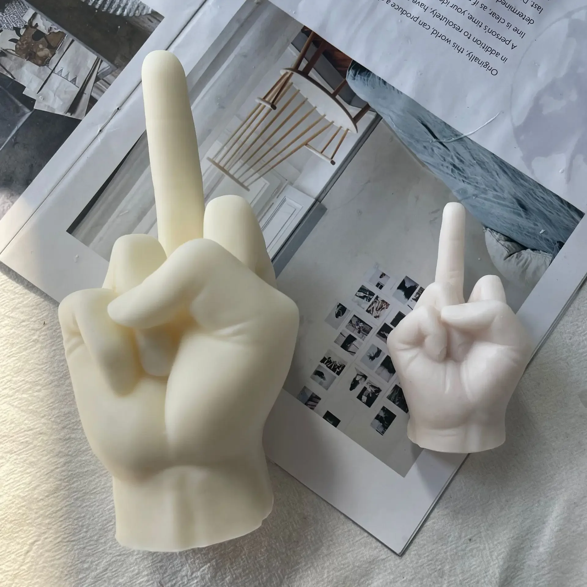 Large 3D Middle Finger Candle Silicone Mold Creative Gesture Finger Candle Making Tools DIY Soap Gypsum Resin Molds Home Crafts