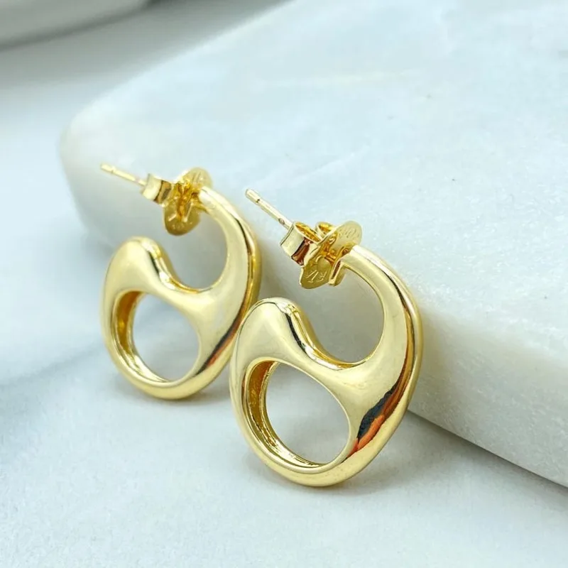 Vintage Abstract Golden Plated Earrings Modern Sculptural Studs Artistic Statement Earrings Women's Fashion Jewelry Gifts