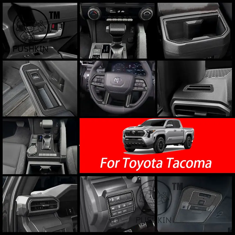 

Car Styling Protector Decoration Accessories Carbon Fibre exterior trimming Control Panel Air Vent Outlet Gear For Toyota Tacoma