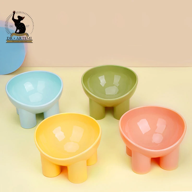 High Foot Dog Cat Bowl for Small Dog, Neck Protector, Pet Food, Water Bowl, Anti-tip Pet Feeding, Dessert, Snack Dish Plate