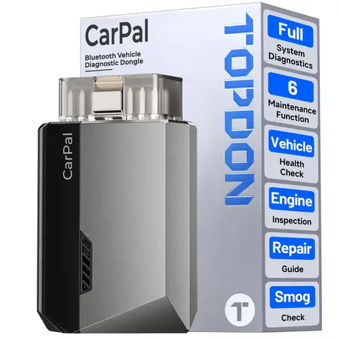 TOPDON Carpal Bluetooth OBD2 Scanner: All System Diag, 6 Resets, Smog Check & Repair Guide for iOS/Android.