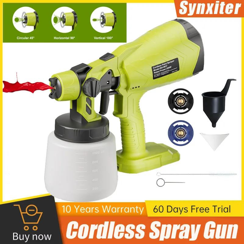 

Electric Cordless Spray Gun For Ryobi 18V Battery Paint Sprayer Gun Auto Furniture Steel Coating Airbrush For Painting Wall Door