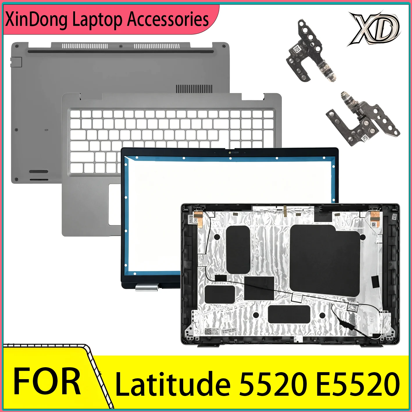 

For Latitude 5520 E5520 Laptop Shell LCD Top Cover/Back Cover/Front Bezel/Palmrest/Bottom Case/Hinges Replace Part Silver Gray