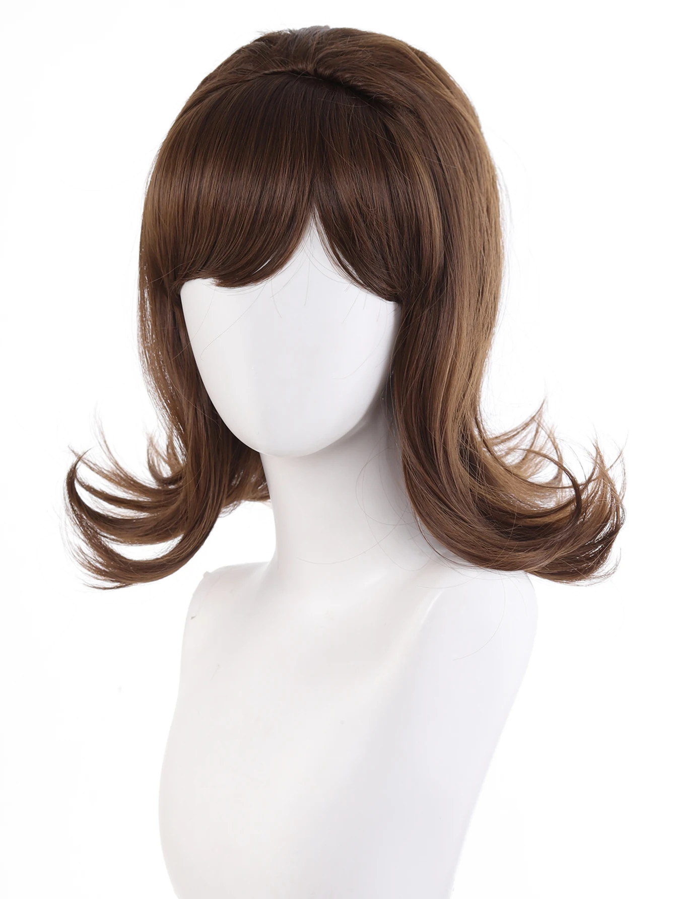 LM Synthetic Wigs Short Straight Black Wig Vintage Period Wavy With Flat Bangs is Perfect for Everyday Holiday Parties Women's