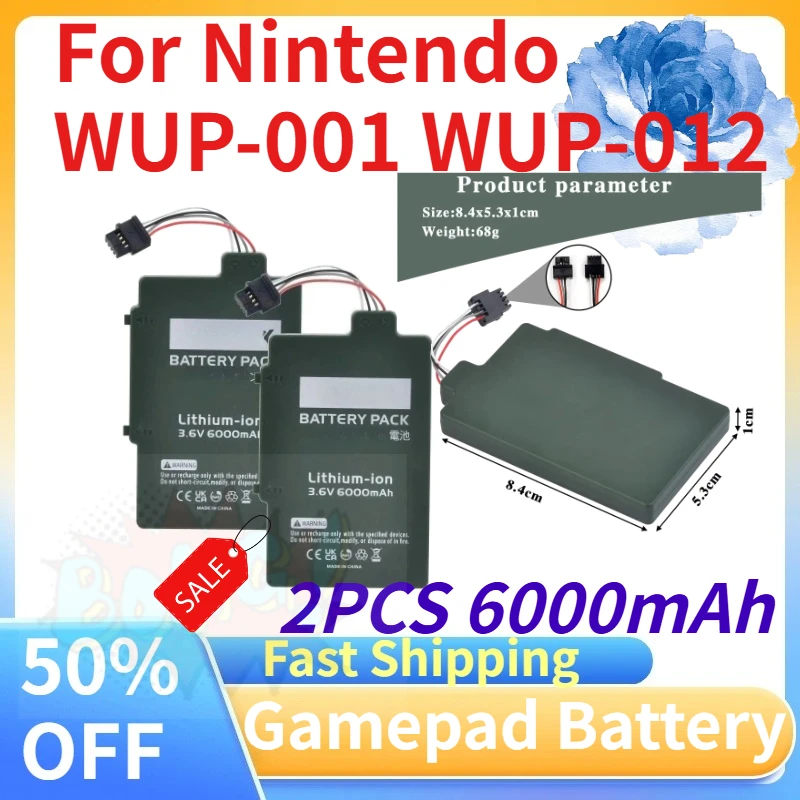 

2 шт. 3,6 В 6000 мАч сменные аккумуляторы для геймпада Wii U, совместимые с Nintendo WUP-001, WUP-012, WUP-010, в комплекте бесплатные инструменты