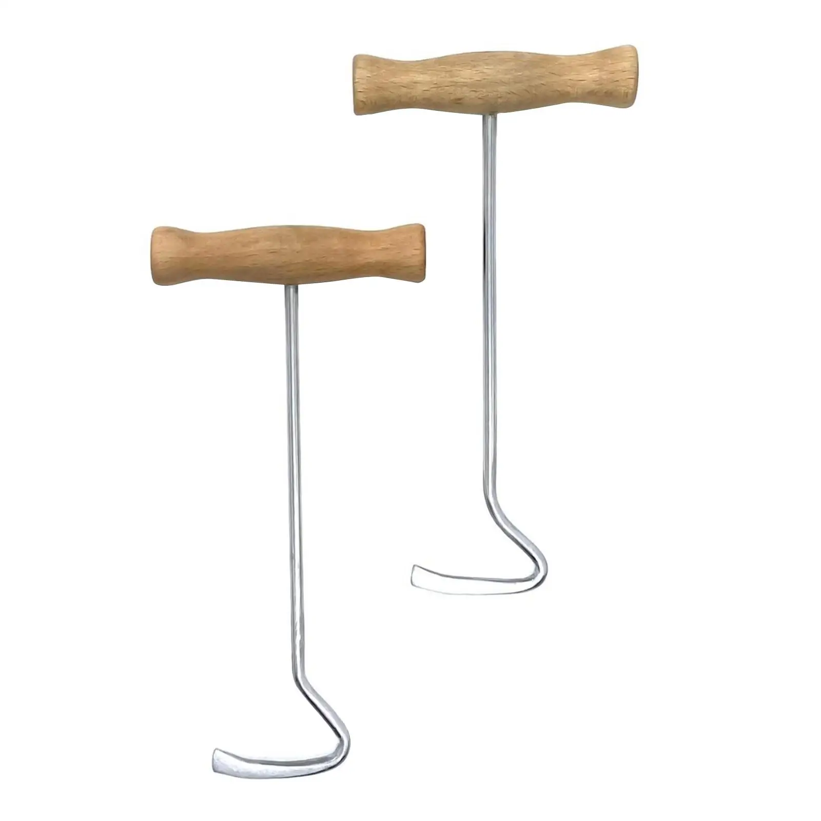 

2 Pieces Boot Hooks with Wood Handle Comfortable Grip Tall Riding Boot Pulls