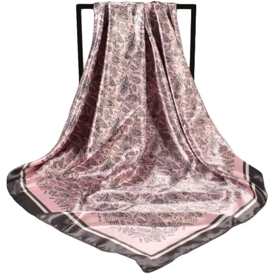 4 قطعة الأوشحة الحريرية الرأس للنساء وشاح الشعر الساتان 35 كبير مربع باندانا الحرير مثل وشاح للرقبة شال لارتداء اليومي المألوف