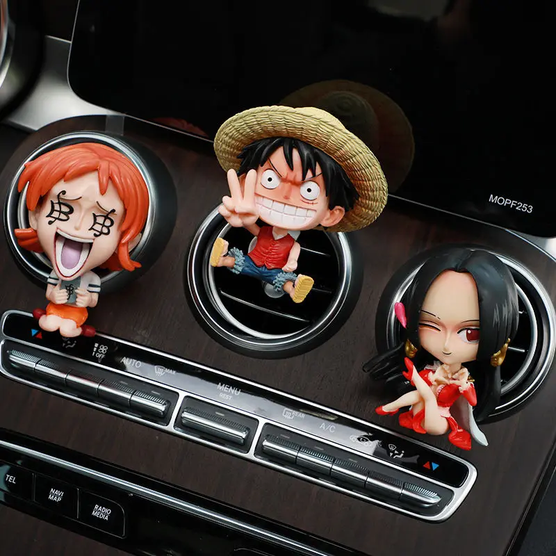 New One Piece Figure Car Air Outlet Perfume Clip Luffy Zoro Funny Cartoon Creative Car Decorative Ornament Pendant Toy Gift