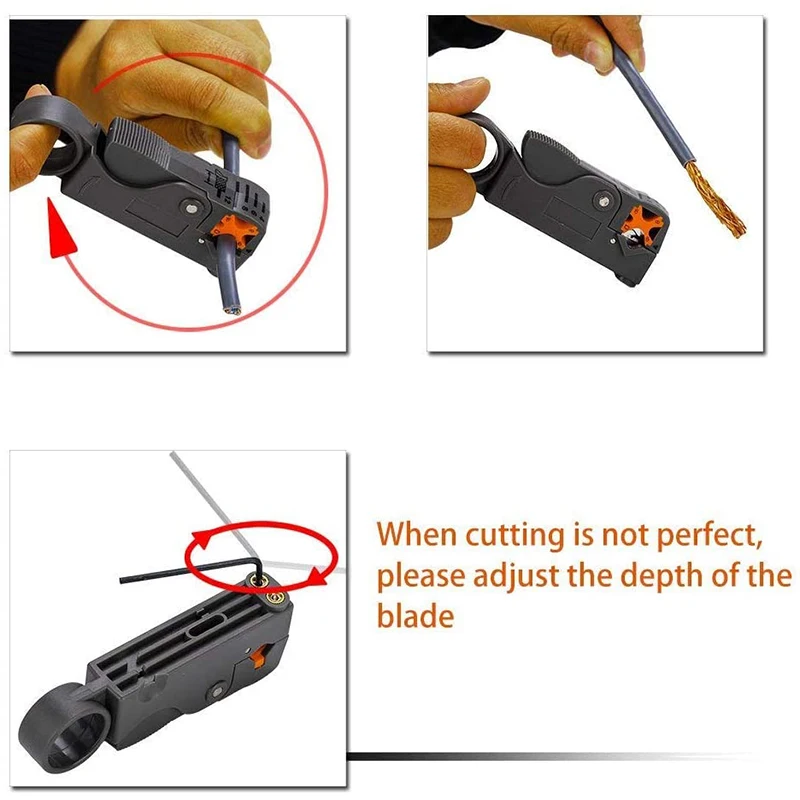 WORTHOWN-Rotary Coaxial Cable Stripper Cutter Tool Coaxial RF Connector Crimping Tool With Male BNC Plug Crimp Connector Kits