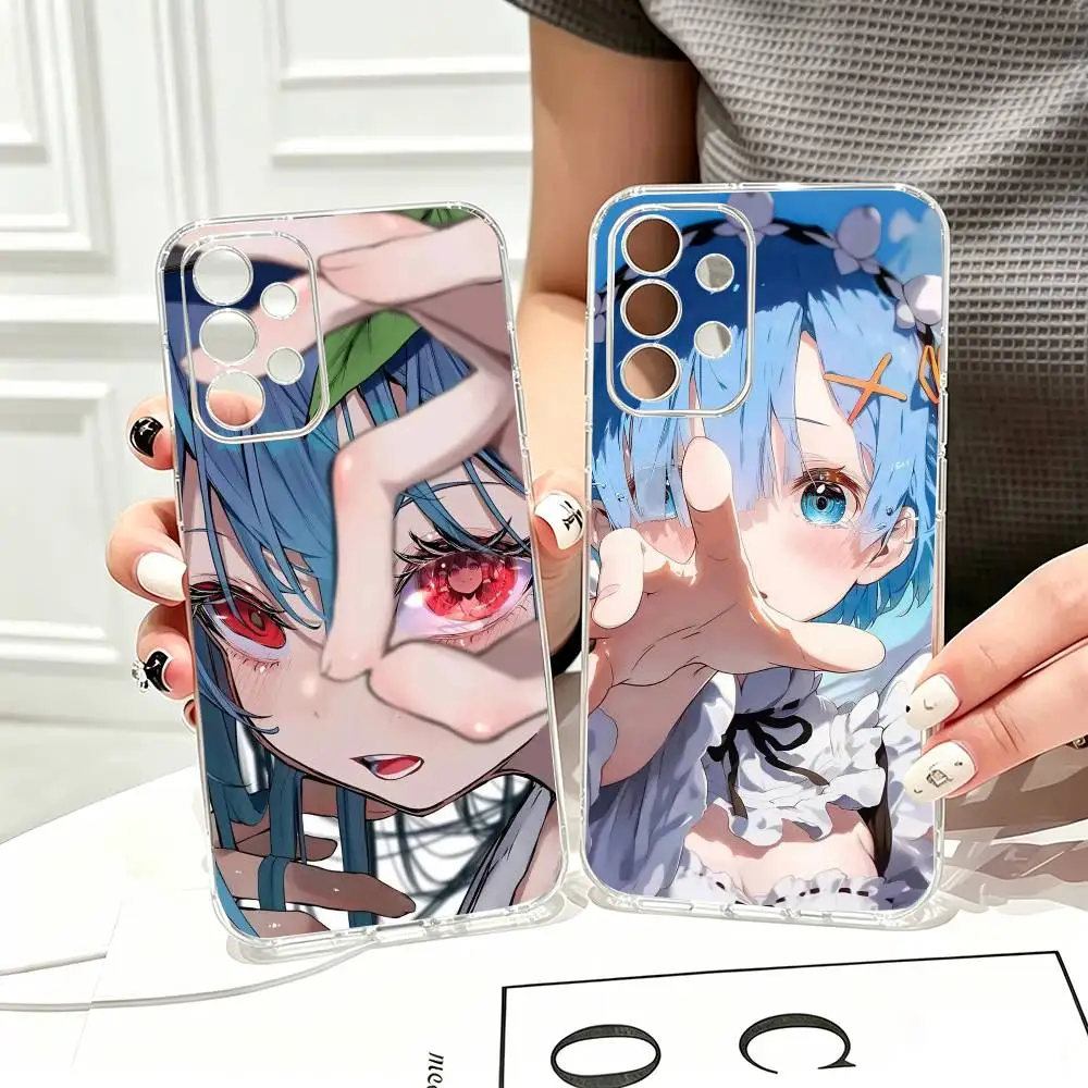 anime rem re zero lovely girl  Phone Case For Samsung S25,S24,S21,S22,S23,S30,Ultra,S20,Plus,Fe Transparent Cover
