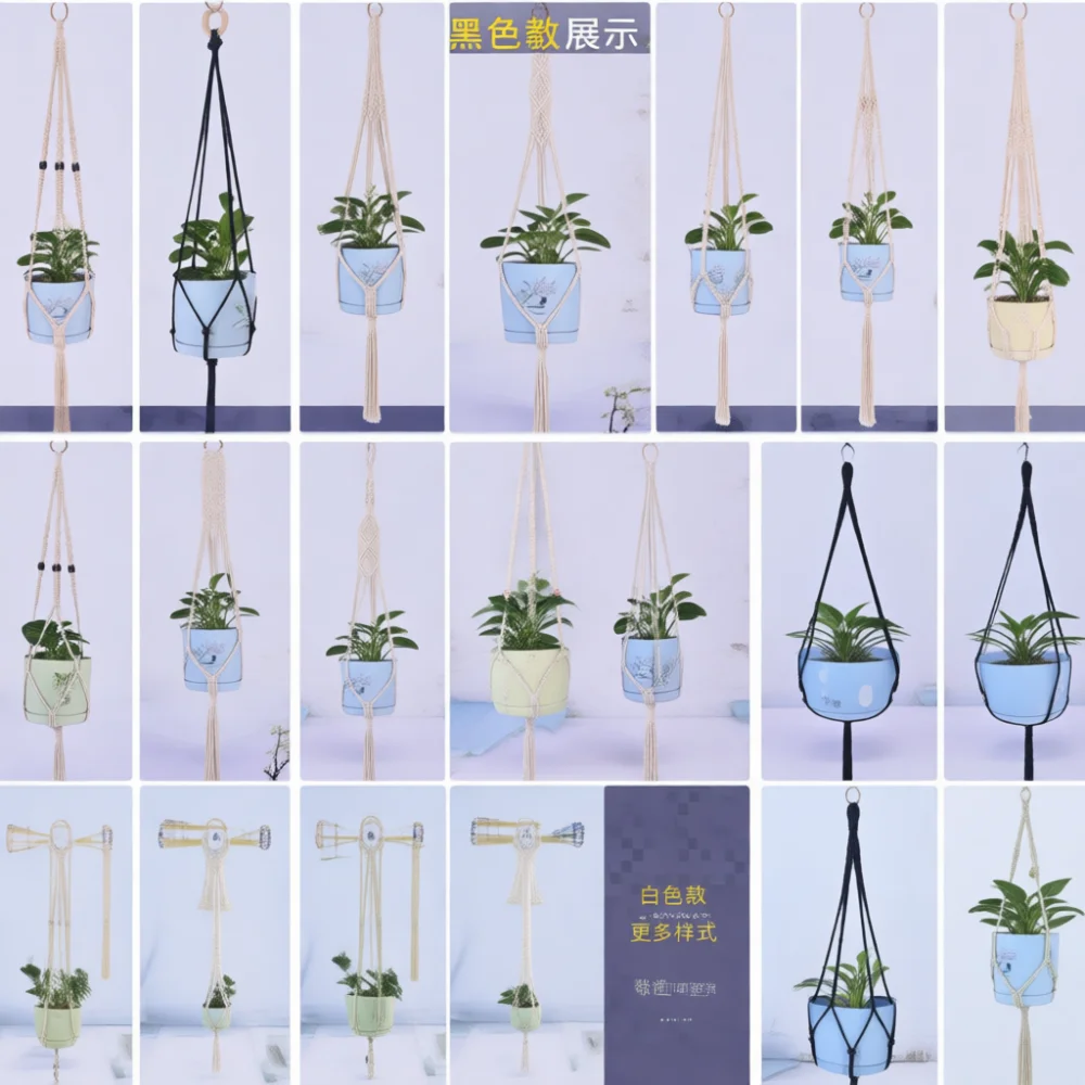 Boho Cotton Macrame Plant Hanger Hanging Basket Holder For Indoor Outdoor Balcony Home Garden Flower Pot Wall Decor