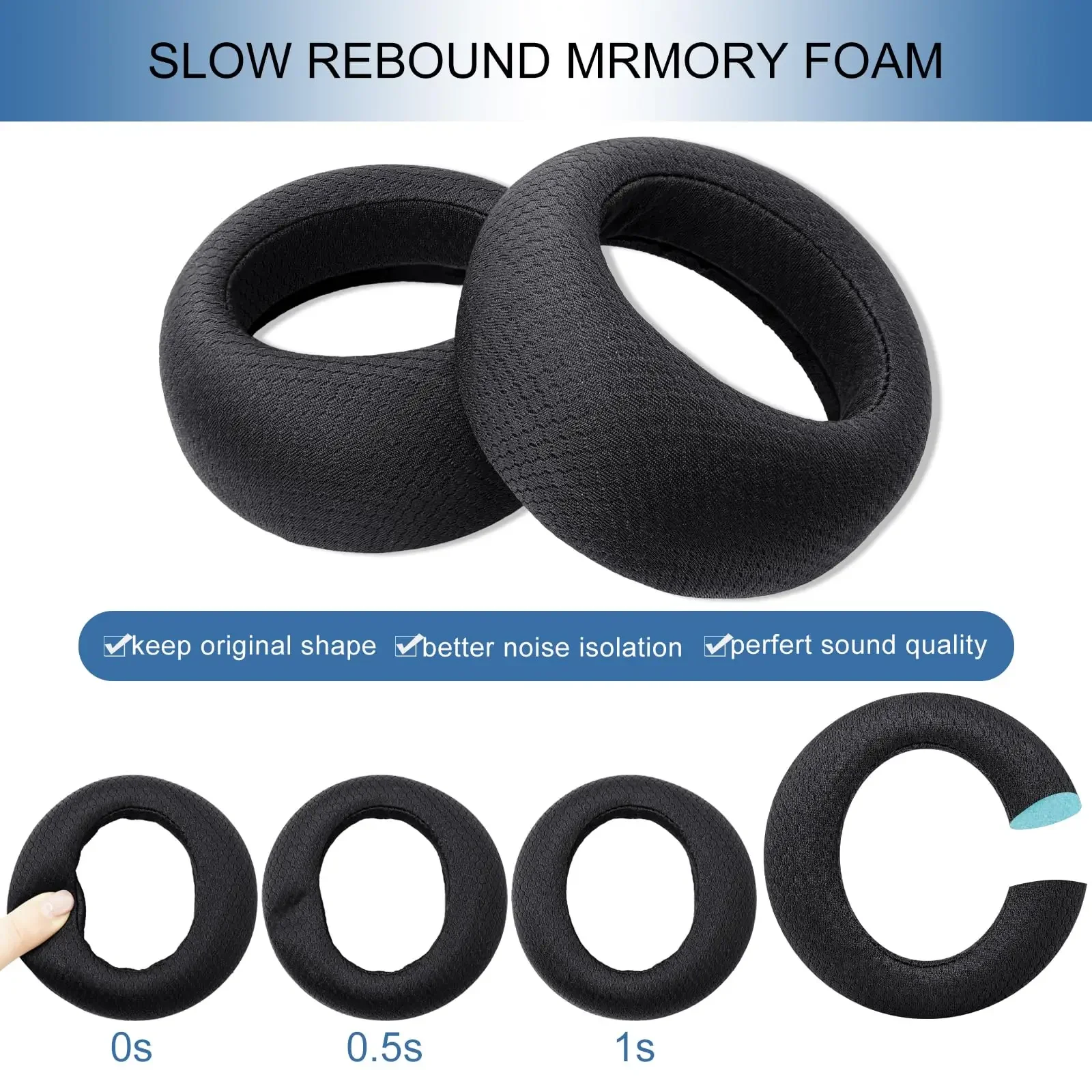 Replacement Earpads for Sony PlayStation Pulse Elite Wireless Headset, Ear Pads Earmuffs Noise Cancelling Memory Foam
