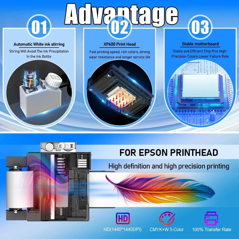 Applicable to A3/A4 Desktop DTF Printer for T-Shirt Printing, XP600 printhead Direct to Film Transfer Machine with dtf complete