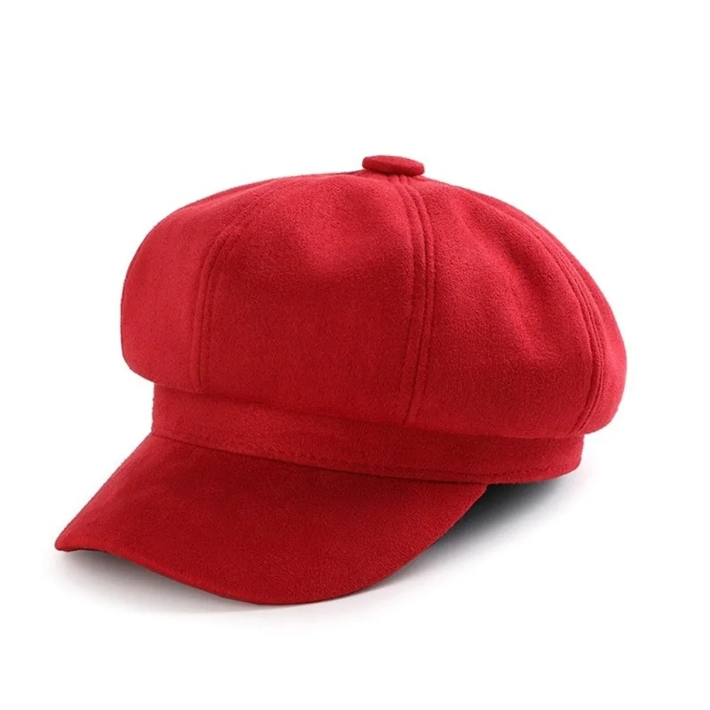 

Casual Korean Style Berets Hat Solid Color Keep Warm Suede Octagonal Hat JK British Newsboy Cap Autumn/Winter